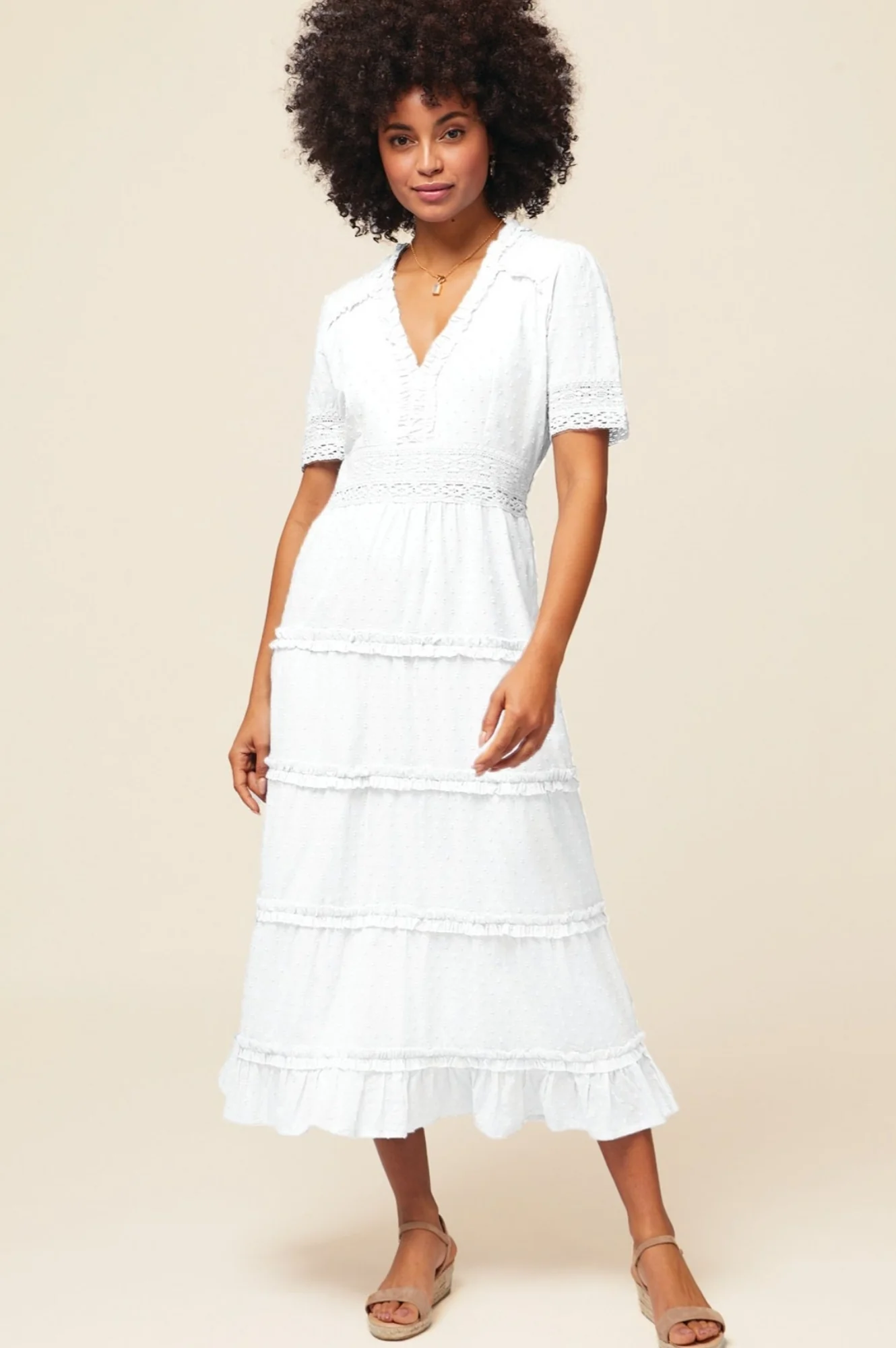Viola Cotton Midi Dress | White