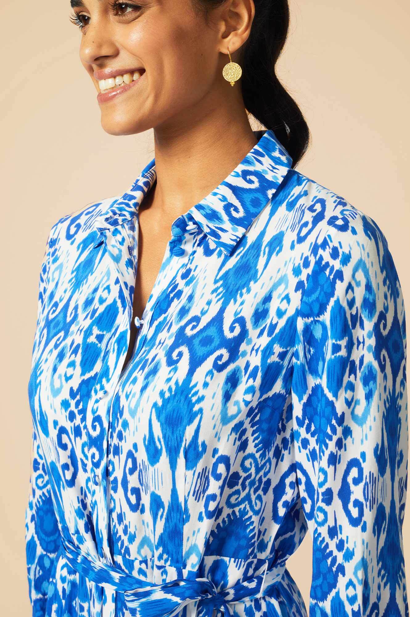 Eliza EcoVero™ Shirt Dress | Blue/White