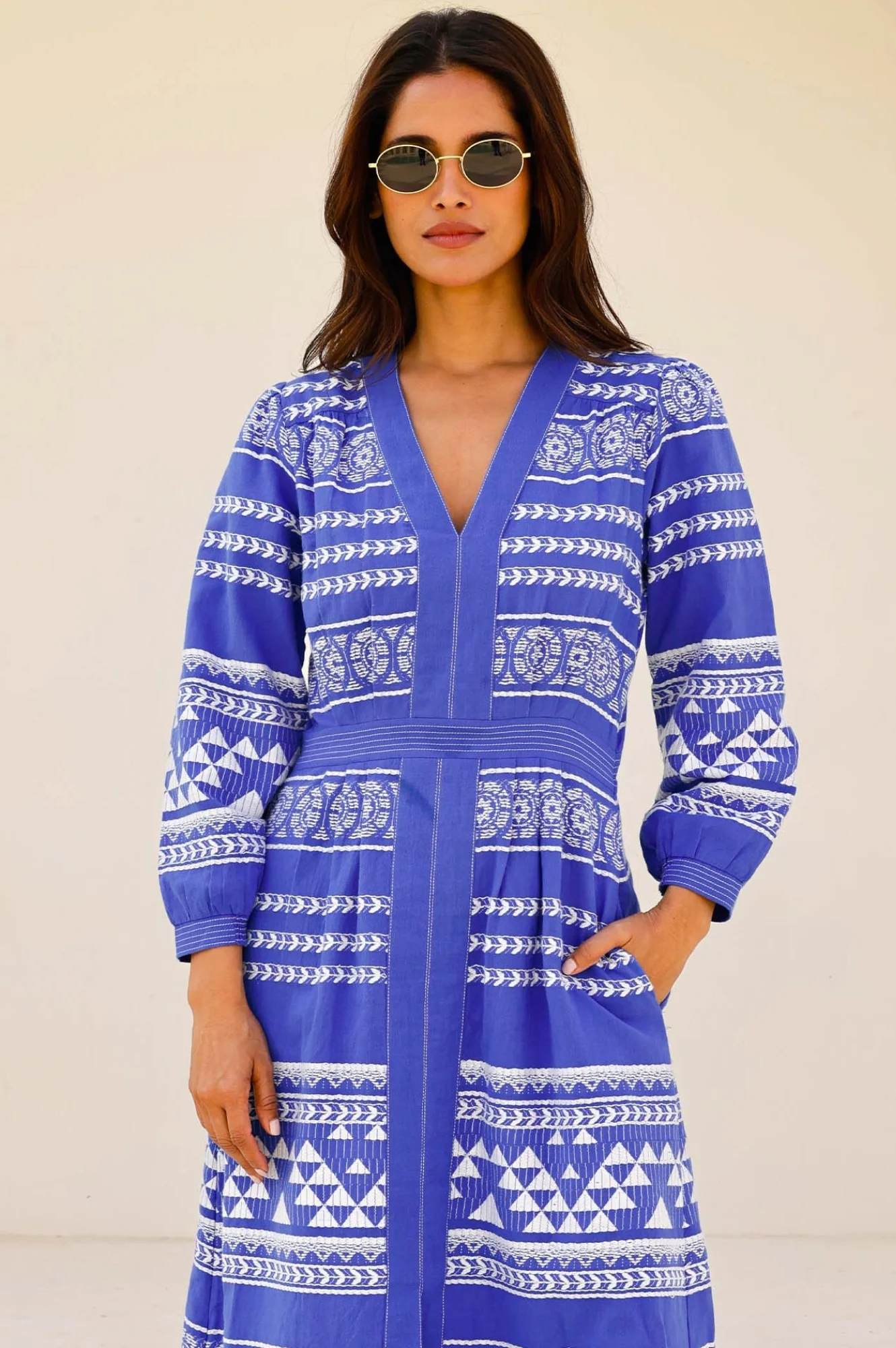 Jamila Jacquard Dress | Cobalt/White