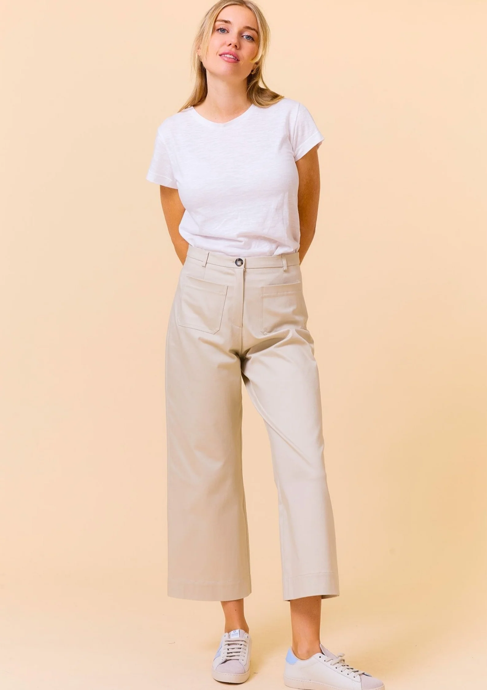 Kendal Stretch Cotton Sateen Trouser | Taupe