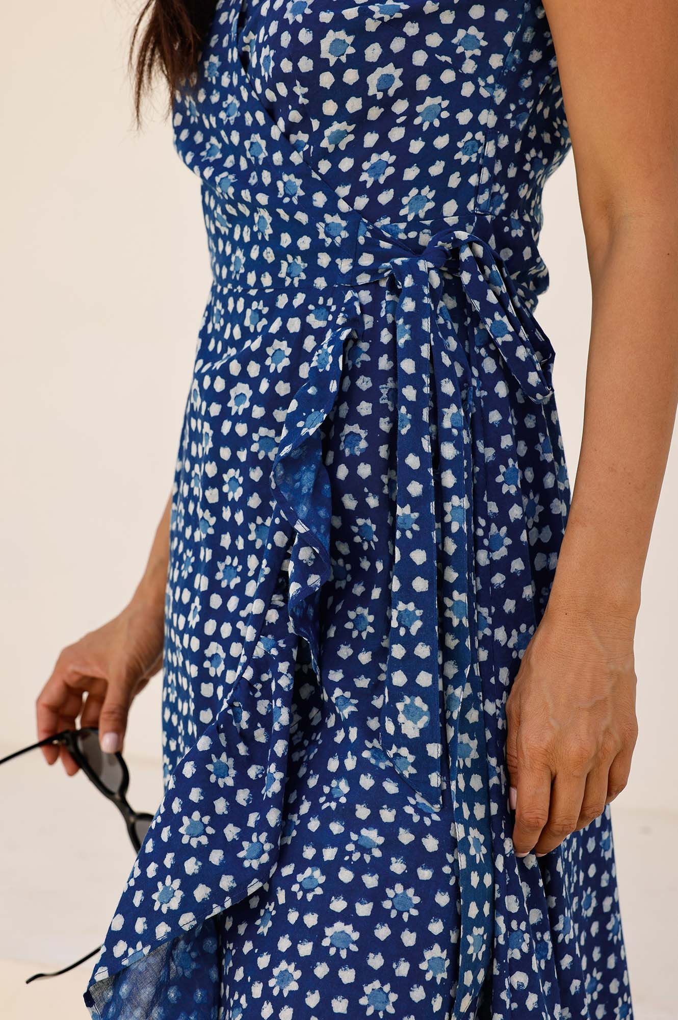 Demi Organic Cotton Wrap Dress | Navy