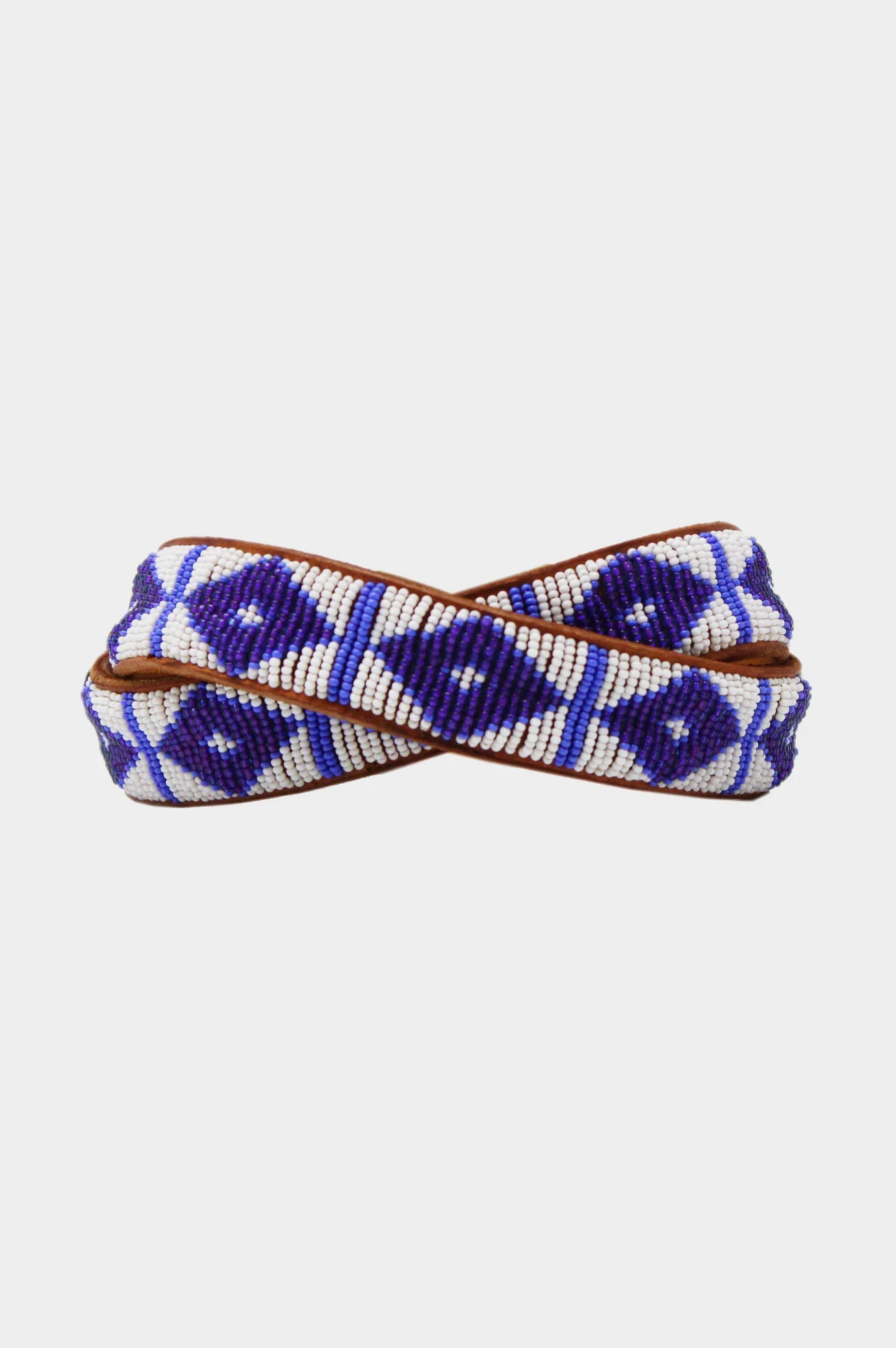 Triangle Leather Belt | Tan Leather White/Masai Blue