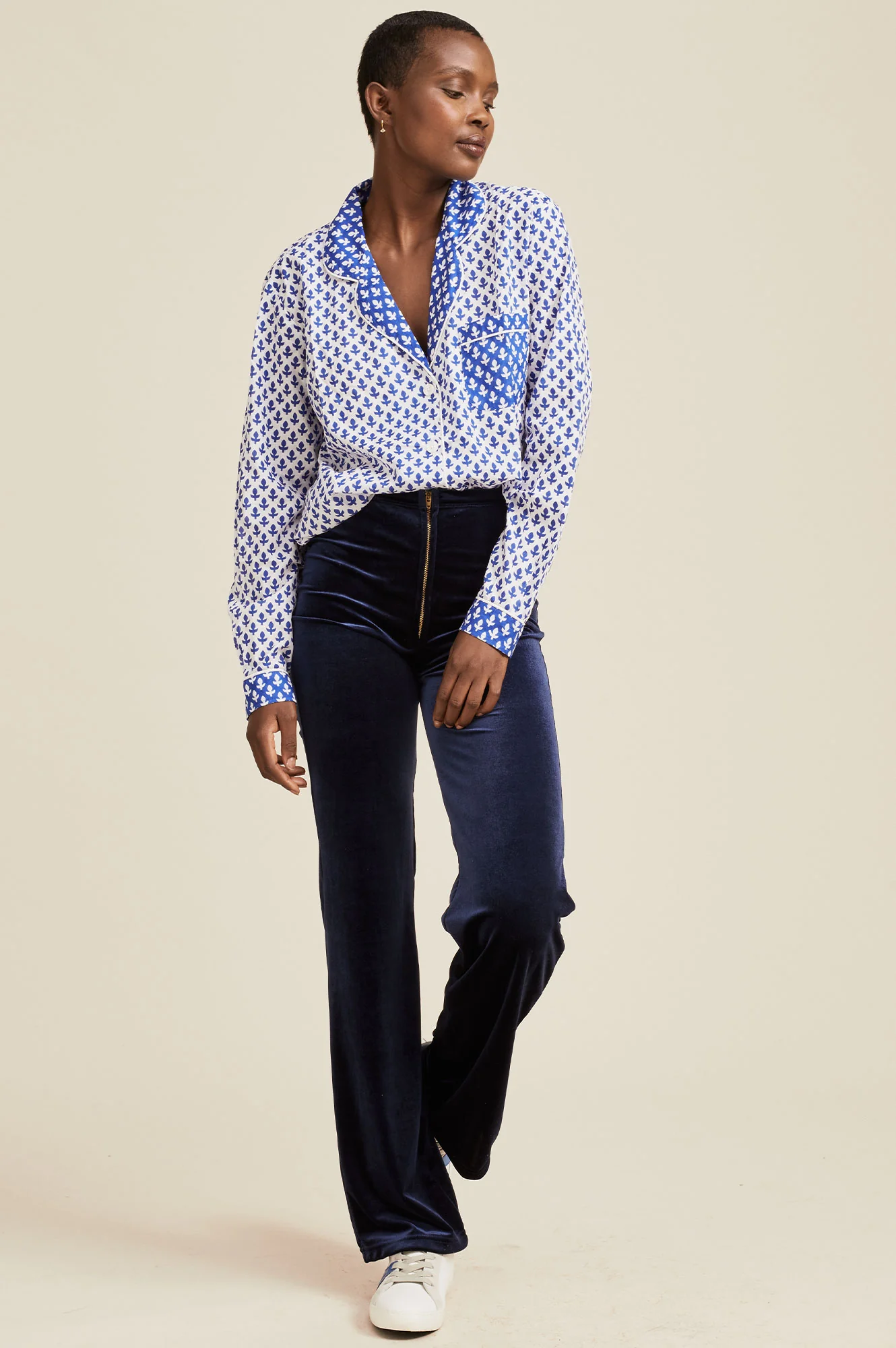 Pyjama Set | Leaf White/Blue