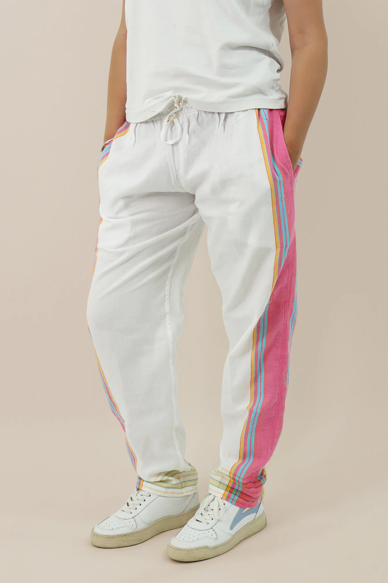 Unisex Kikoy Trousers | White/Pink