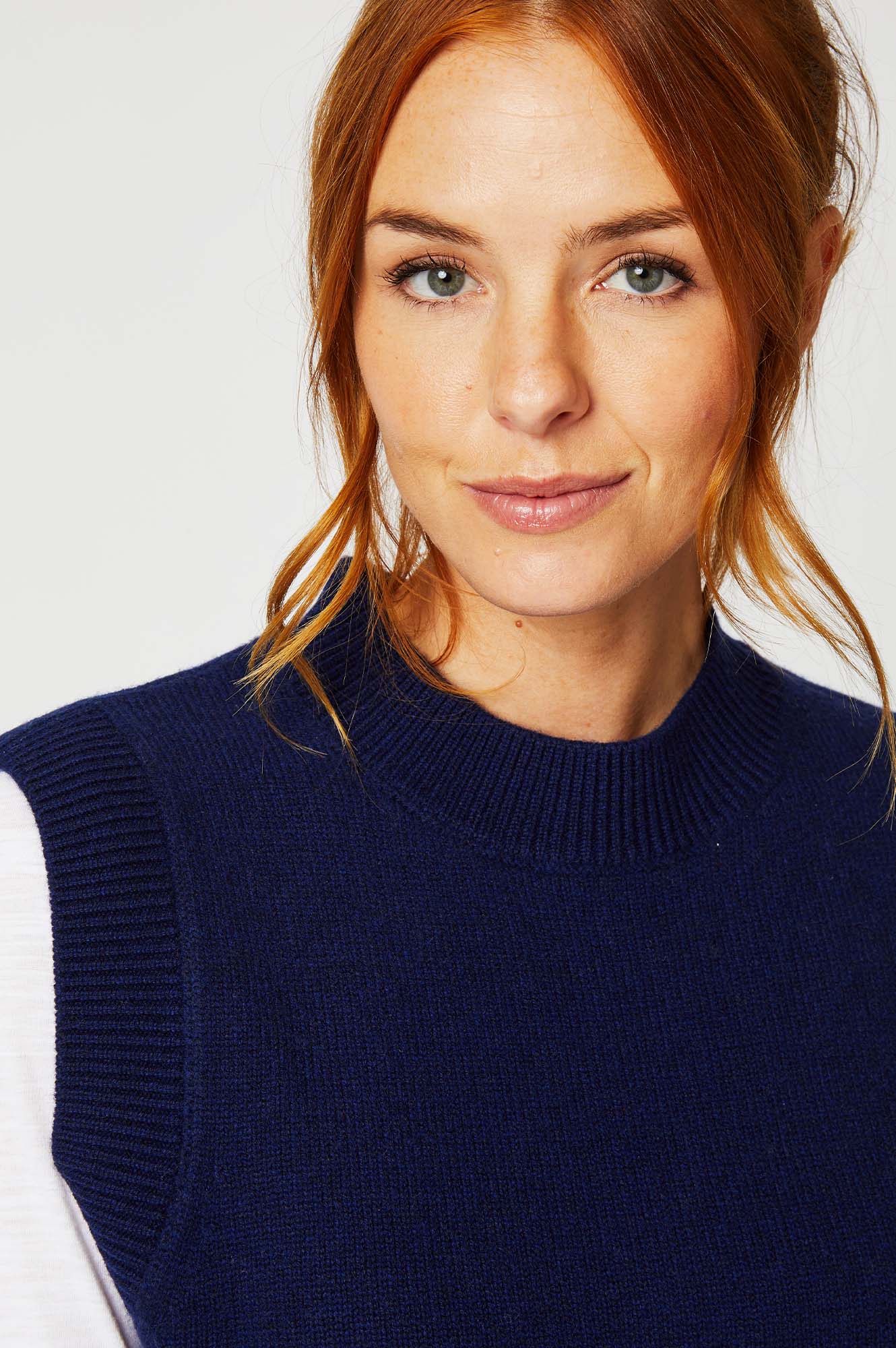 Merino Wool Knitted Short Tank | Navy