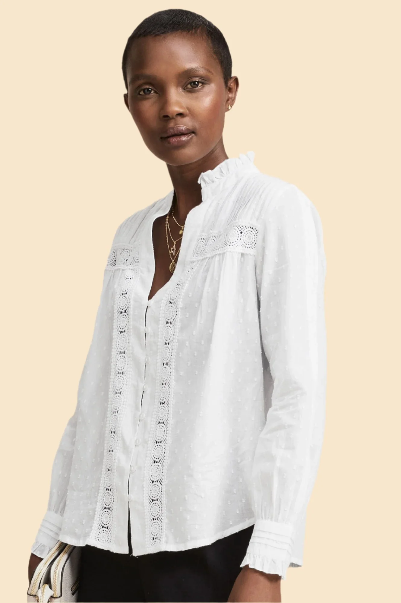 Carrie Organic Cotton Dobby Blouse | White