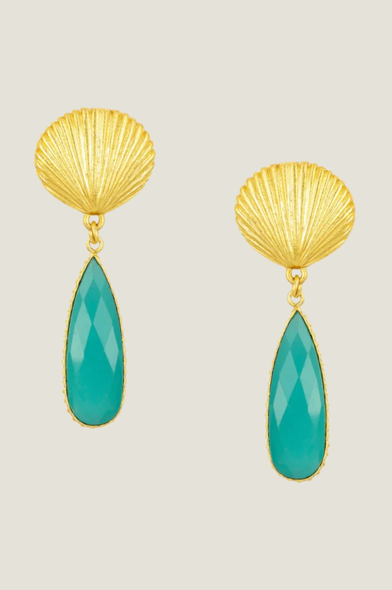 ASHIANA Tria Shell Earrings | Gold/Teal