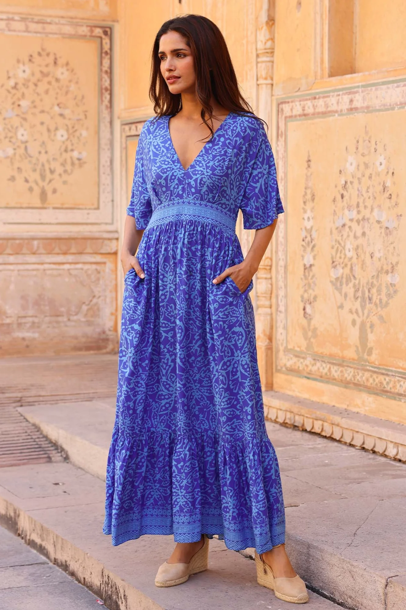 Lena EcoVero™ Dress | Cobalt/Light Blue