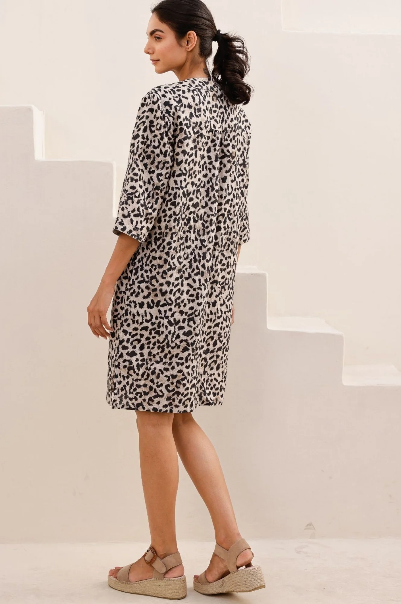 Calvi Linen Dress | Leopard Print