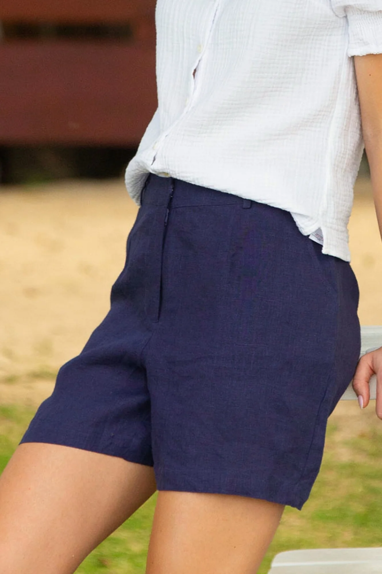 Alexandra Short Linen Shorts | Navy
