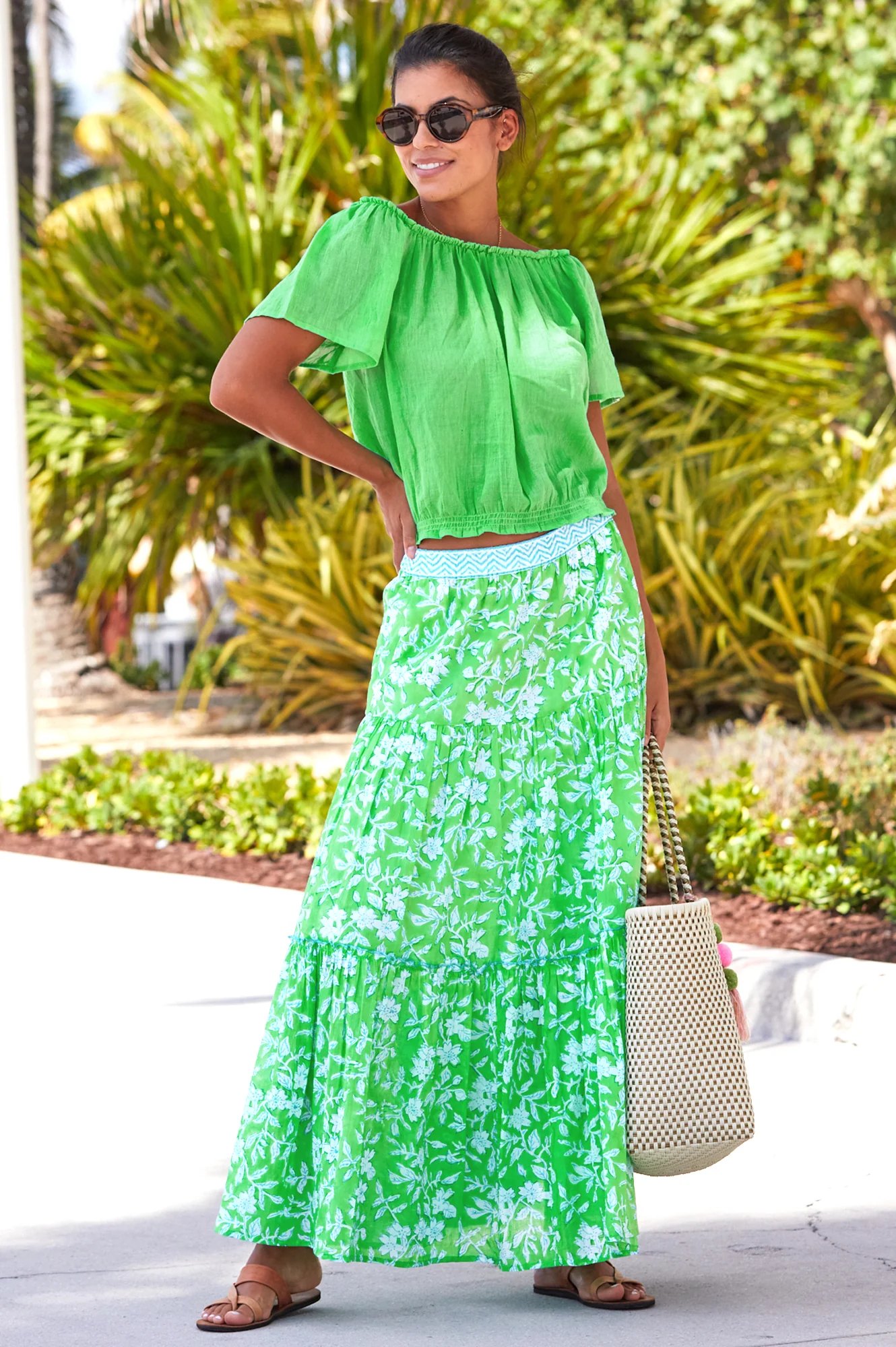 Ilana Frill Organic Cotton Gauze Top | Green