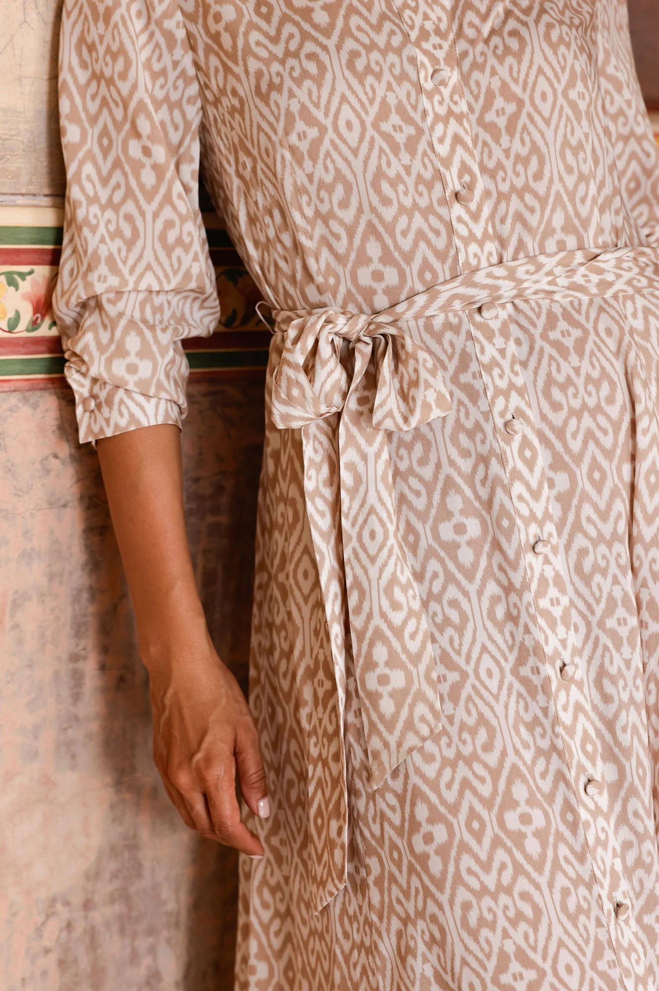 Eliza EcoVero Shirt Dress | Taupe/White