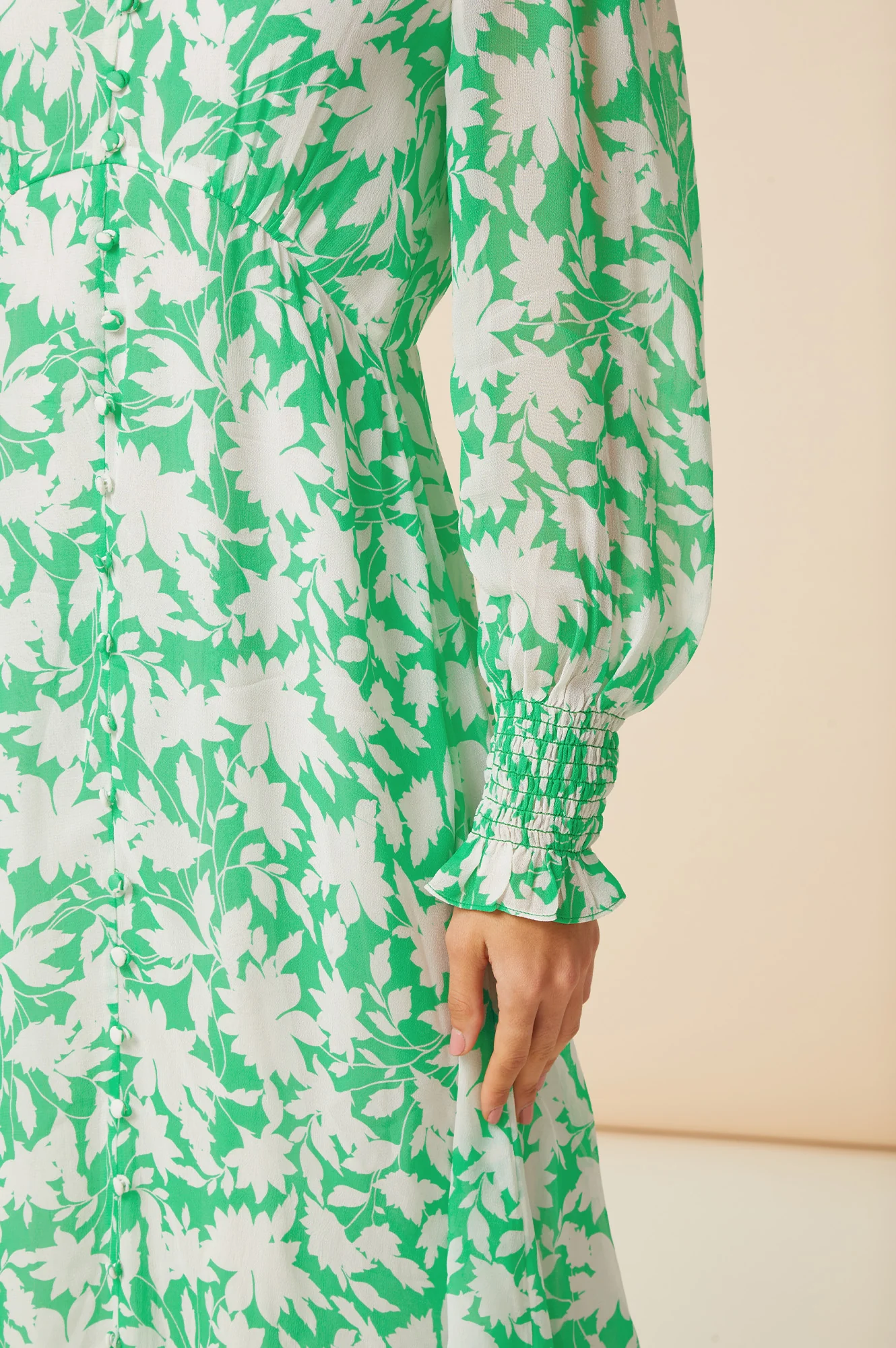 Long Sleeve Sally Anne Dress | Green/Ivory