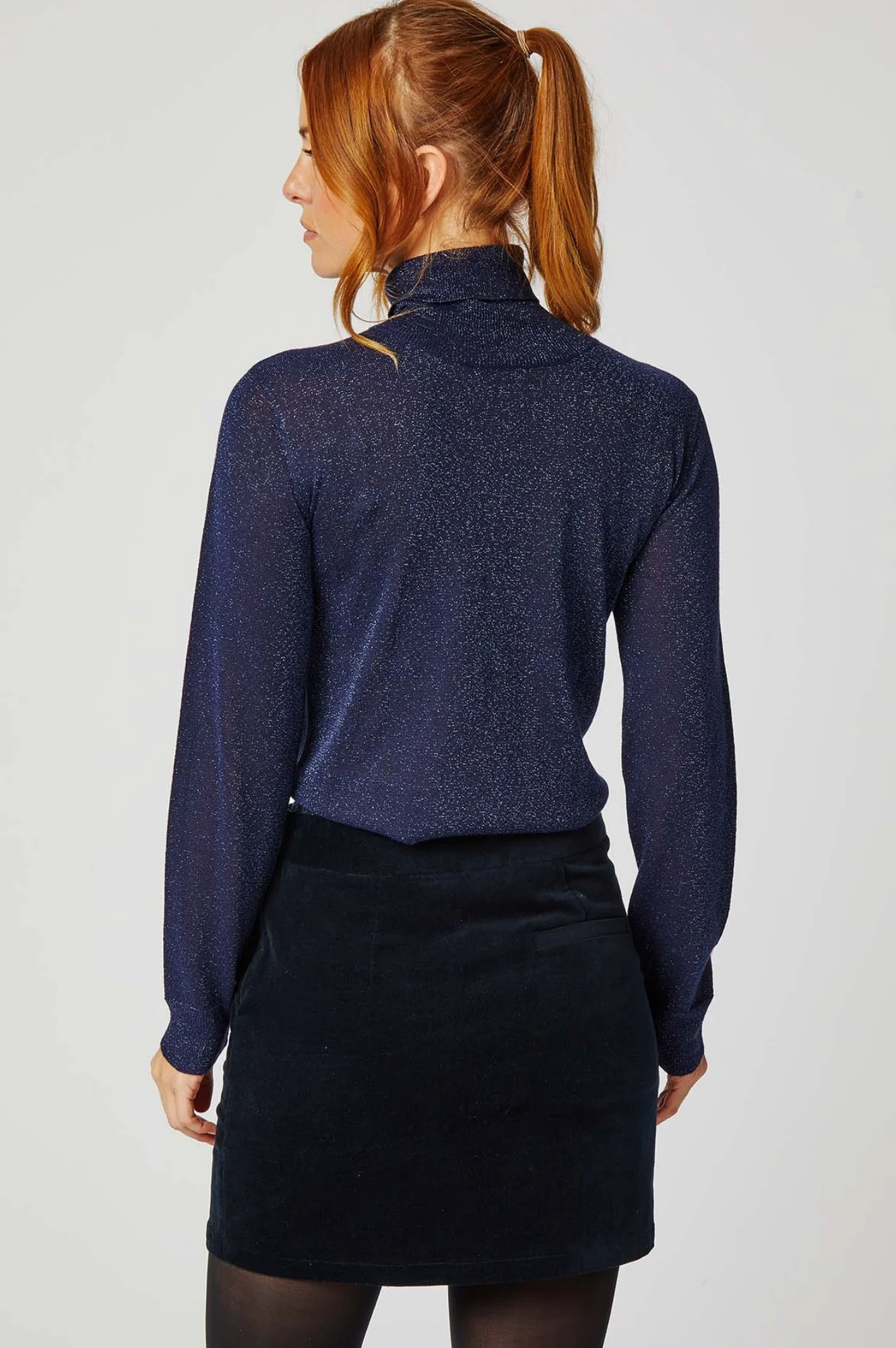 Metallic Knit Polo | Navy/Blue