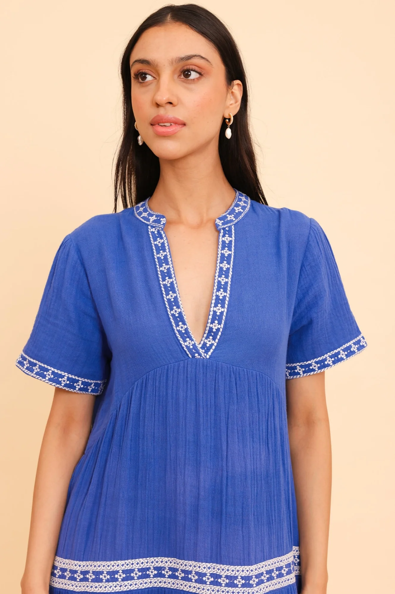 Meredith Organic Cotton Dress | Dazzling Blue/White