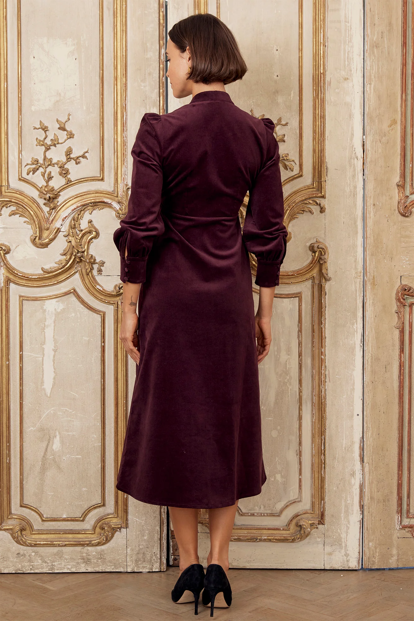 Enid Stretch Corduroy Dress | Burgundy
