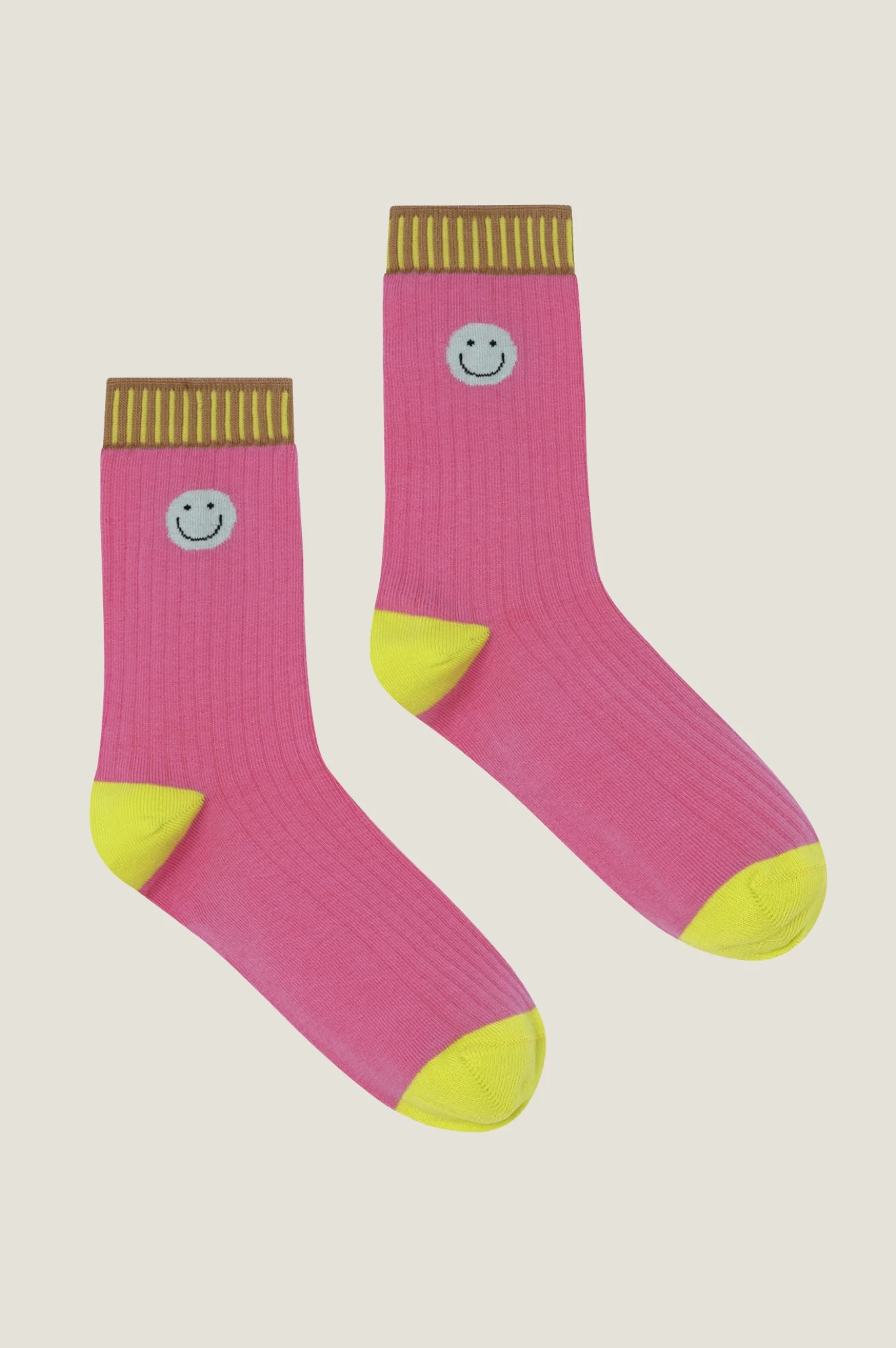 Ribbed Smiley Sock | Pink