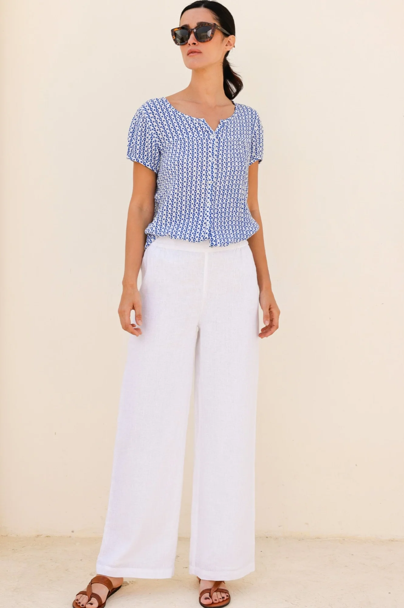 Lisbon Blouse | Santorini Border Blue/White