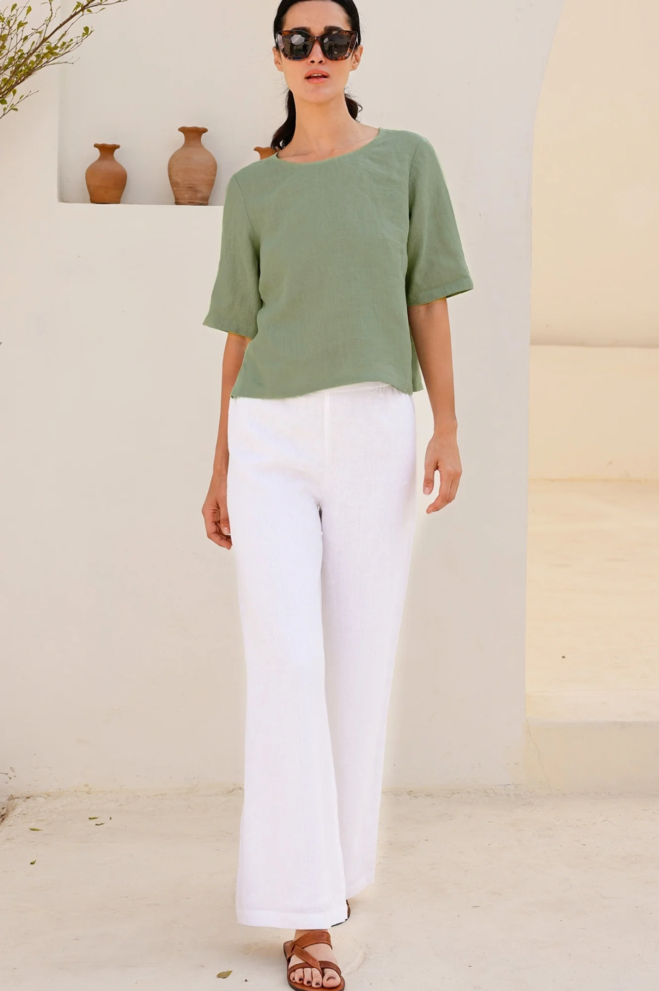 Linen Shell Top | Light Khaki