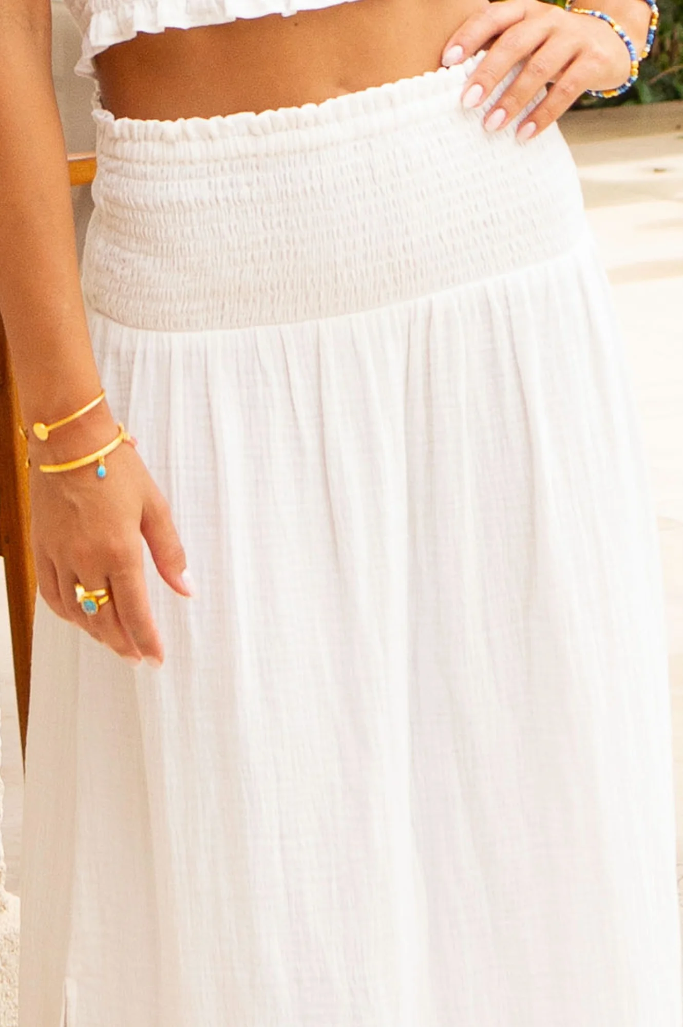 Brady Cheesecloth Skirt | White