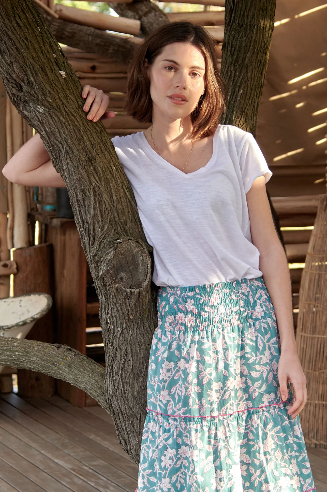 V-Neck Cotton T-Shirt | White