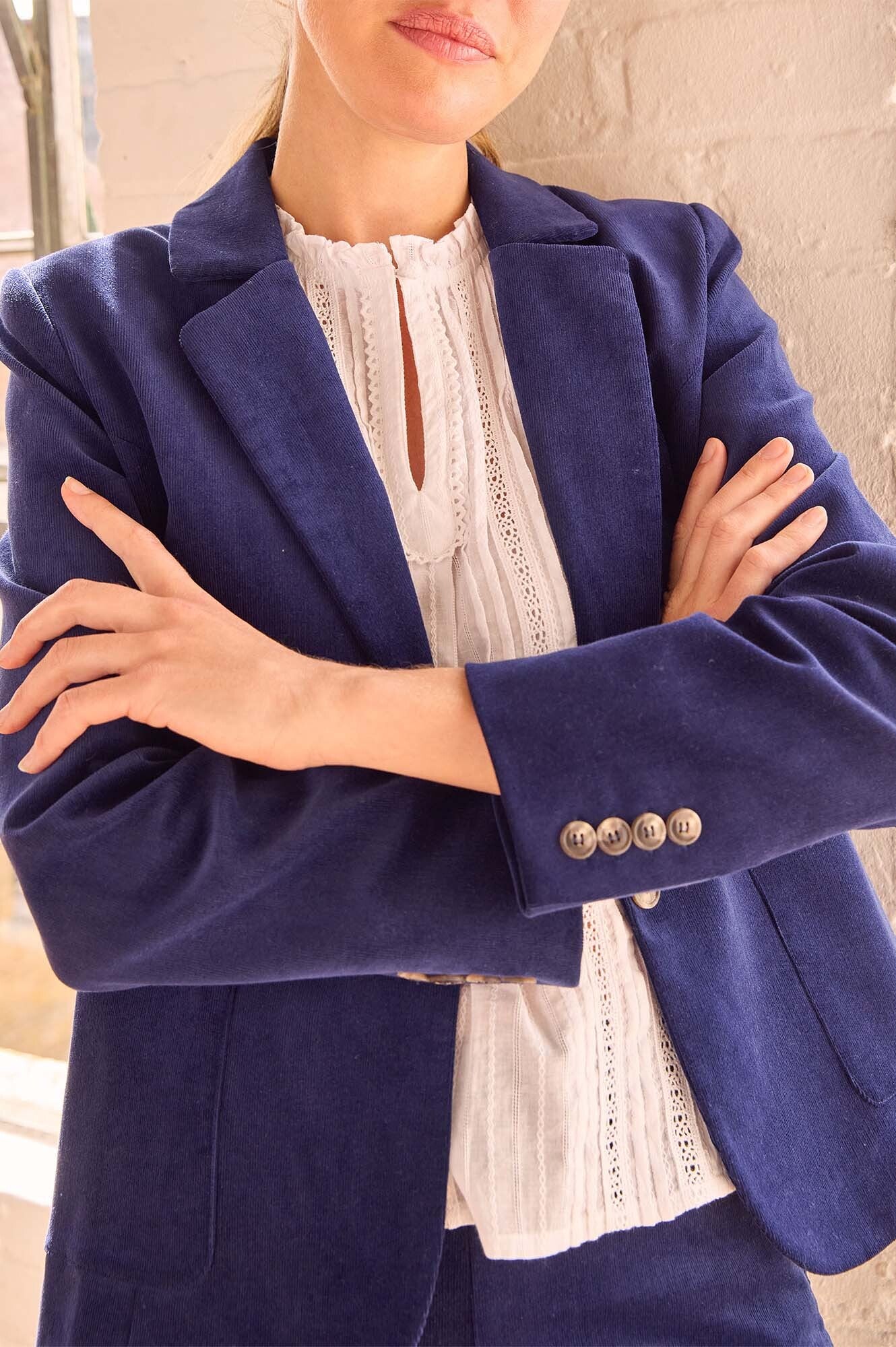 Gaia Stretch Corduroy Blazer | Atlantic Blue