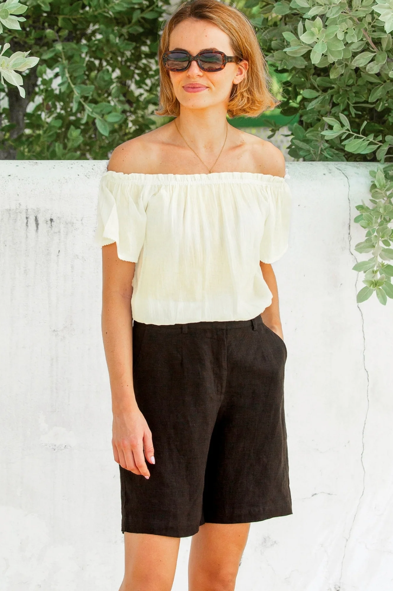 Ilana Frill Organic Cotton Gauze Top | Cream