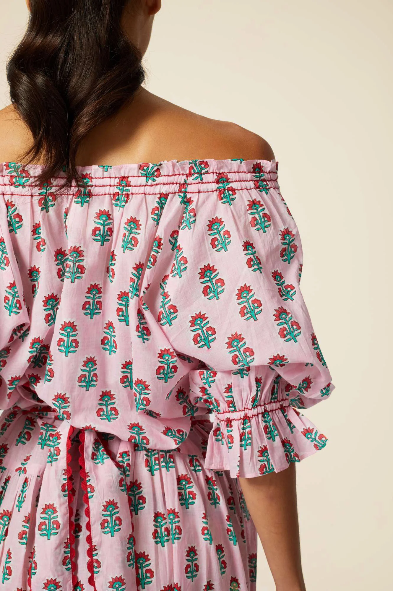 Violet Block Print Dress | Sunflower Buti Pink