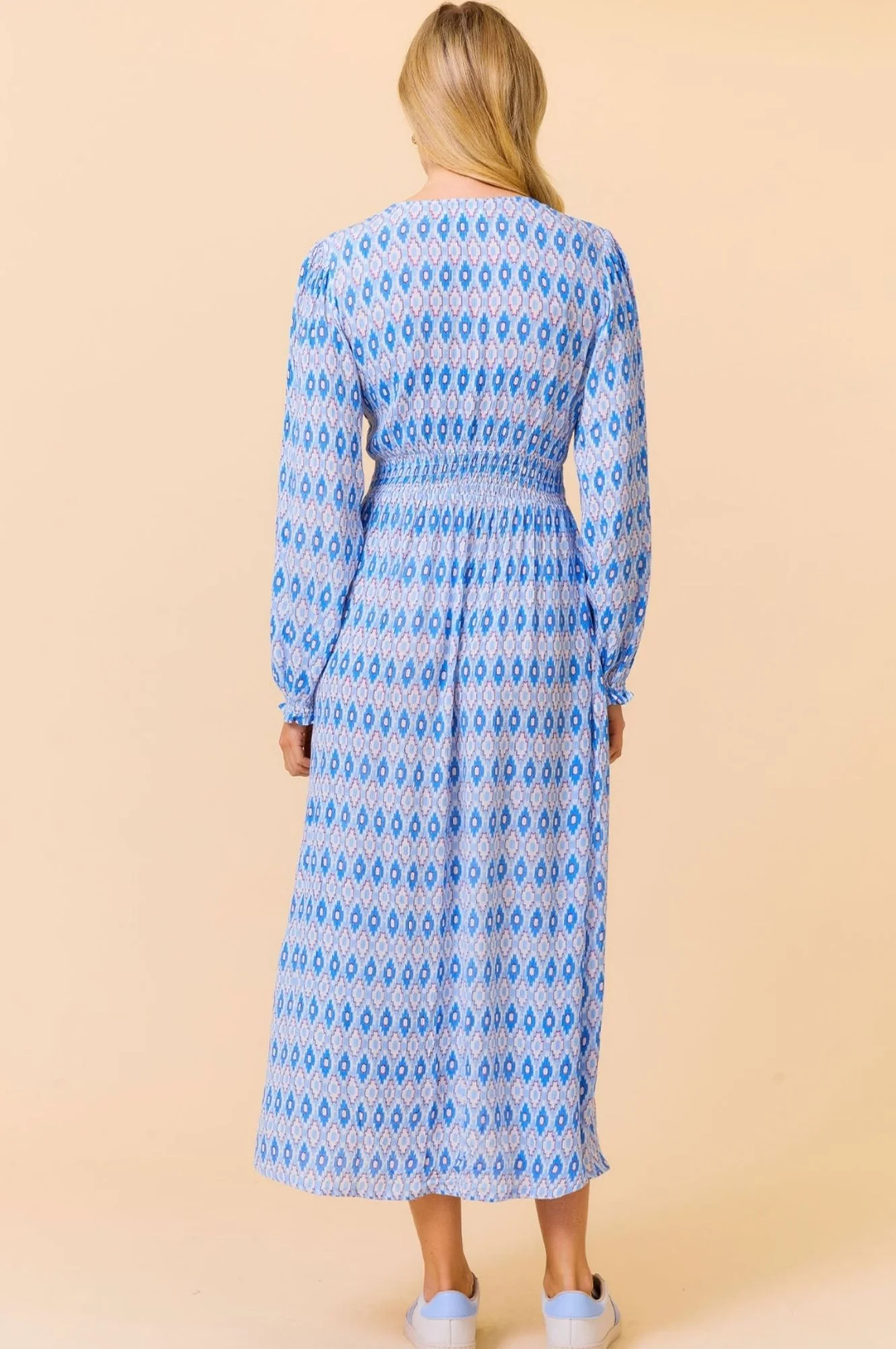 Camila Dress | Aztec Light Blue/Red