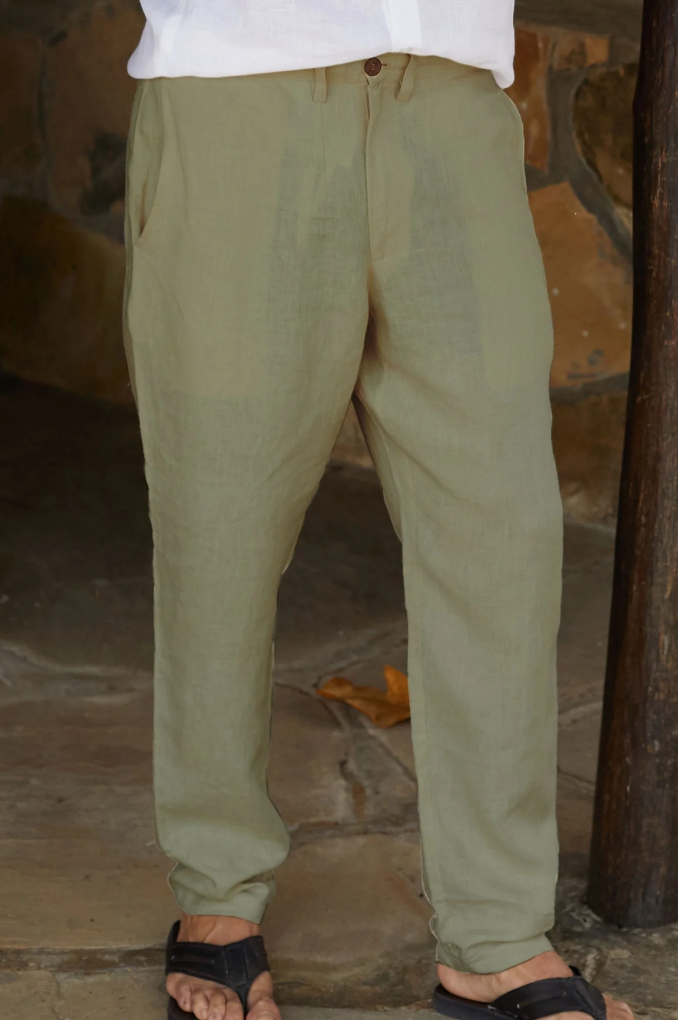 Men's Premium Linen Trousers | Khaki