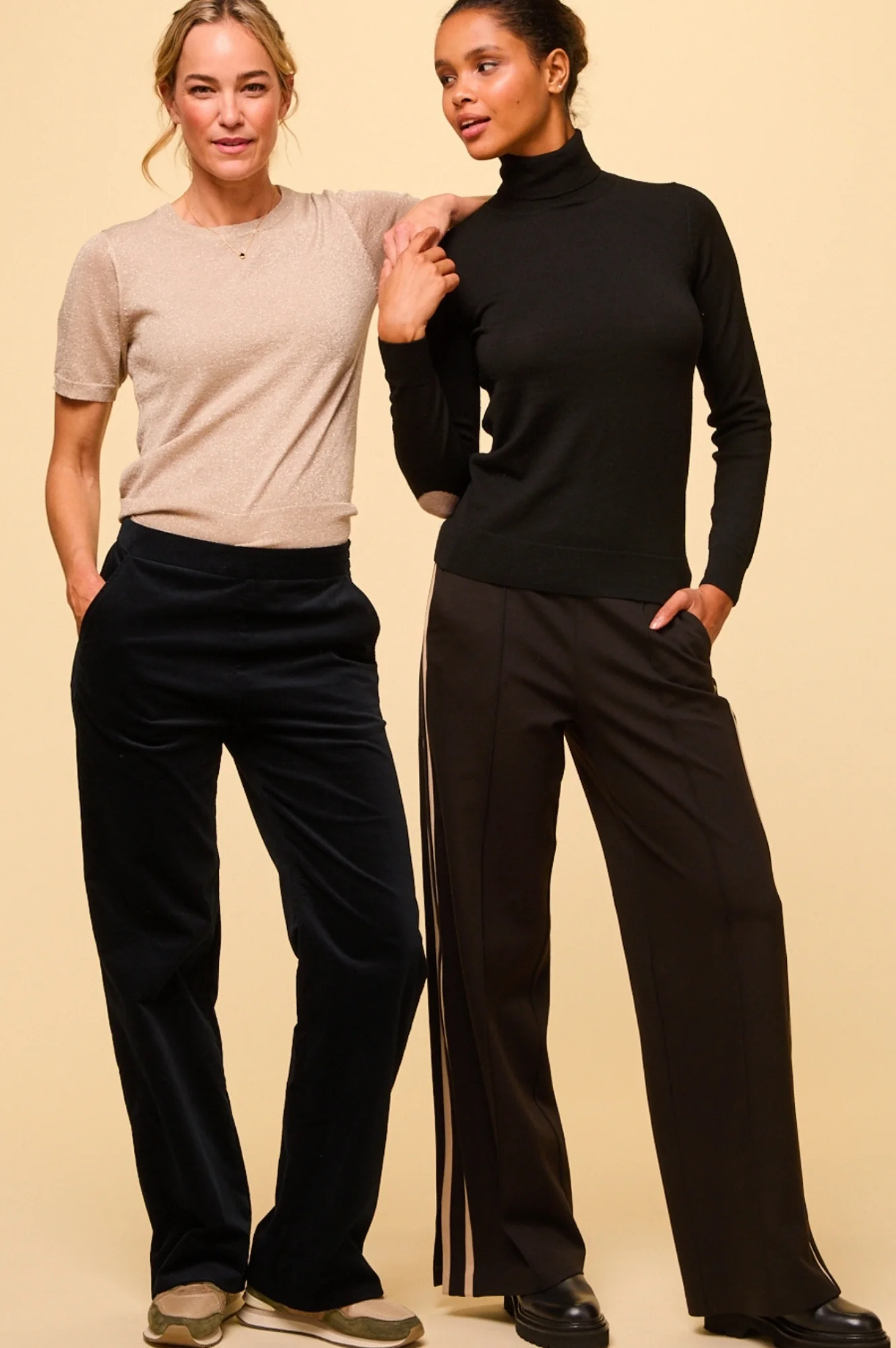 Merino Wool Polo Neck Base Layer | Black/Taupe