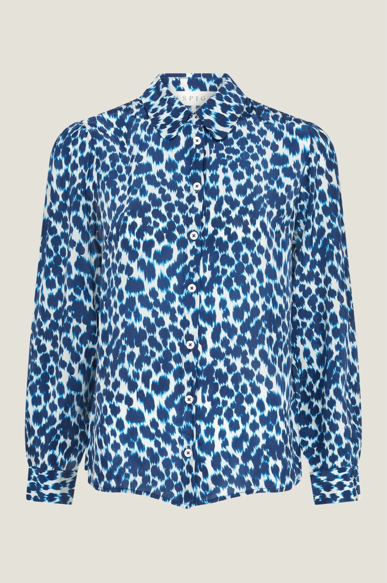 Milena Viscose Crepe Printed Shirt | Animal Ikat Navy/Cream