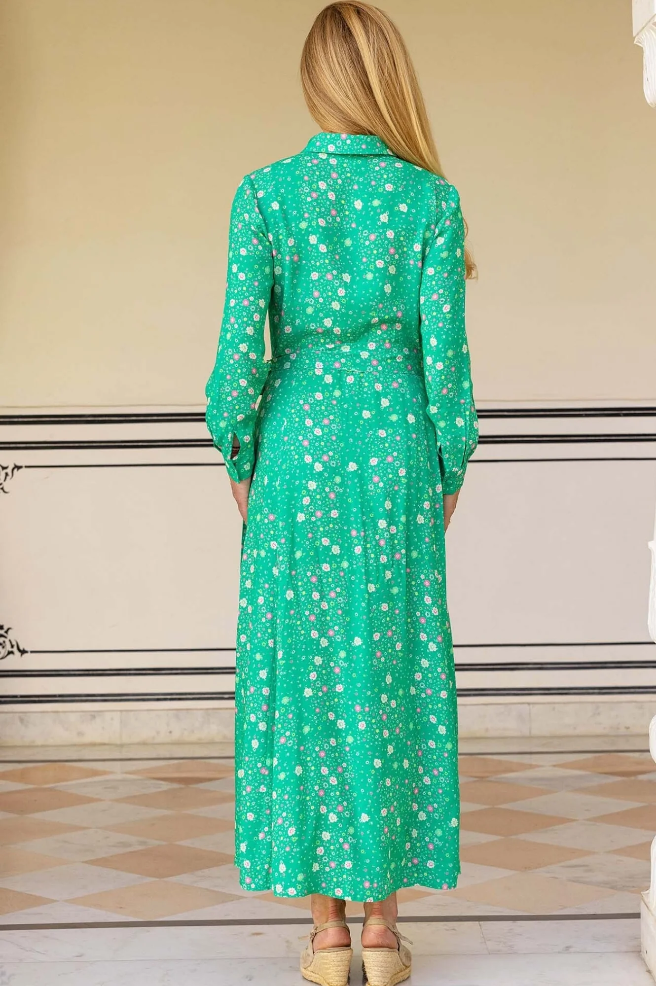 Eliza EcoVero™ Shirt Dress | Ditsy Patchwork Green