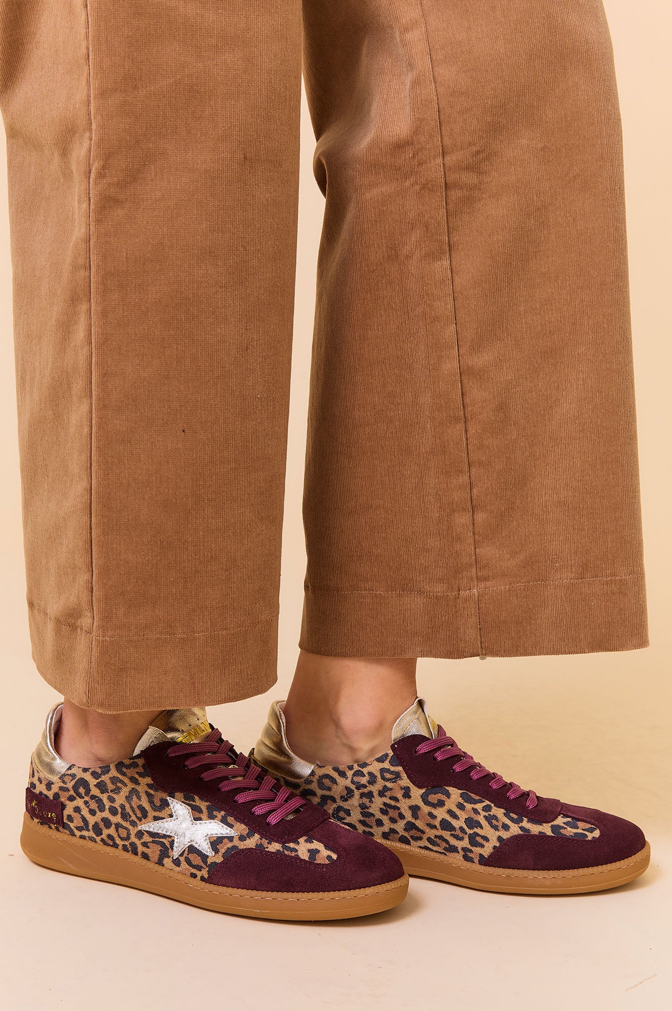 VICTORIA Leopard Print Trainer | Leopard Print/Burgundy