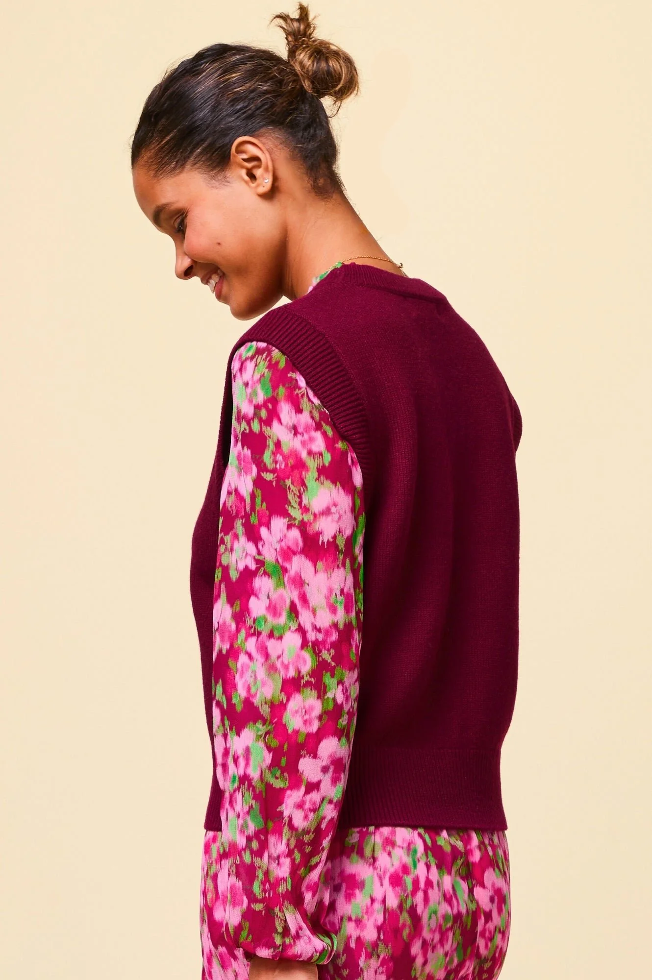 Merino Wool Knitted Short Tank | Wine