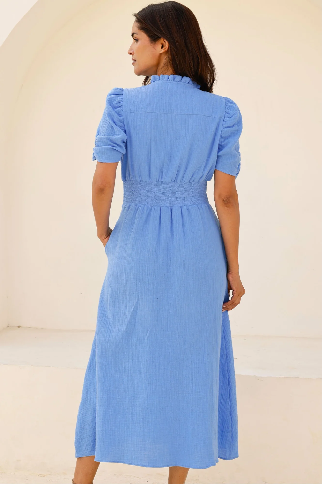 Esha Cheesecloth Dress | Cornflower