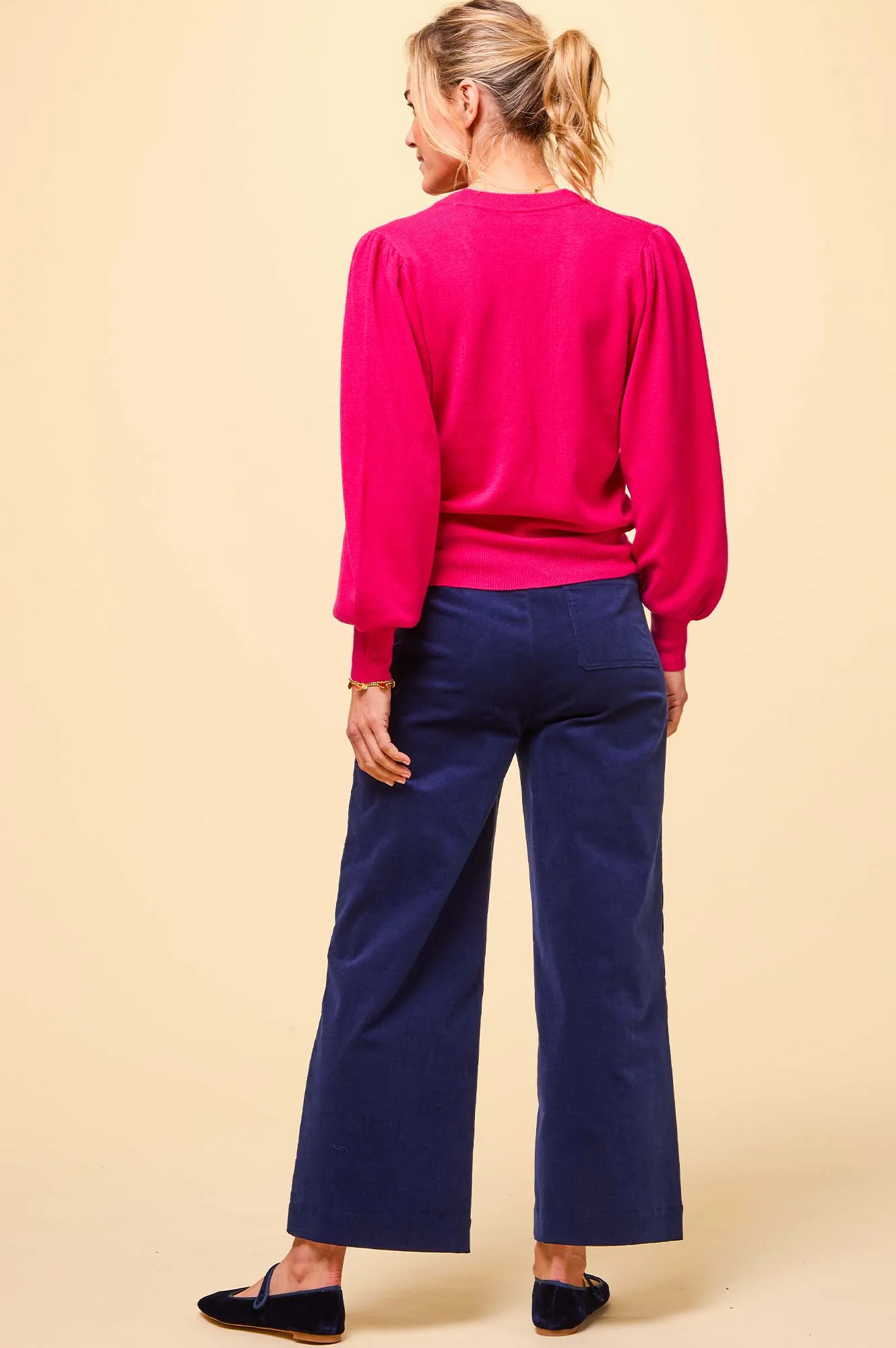 Merino Wool V-Neck Jumper | Bright Pink