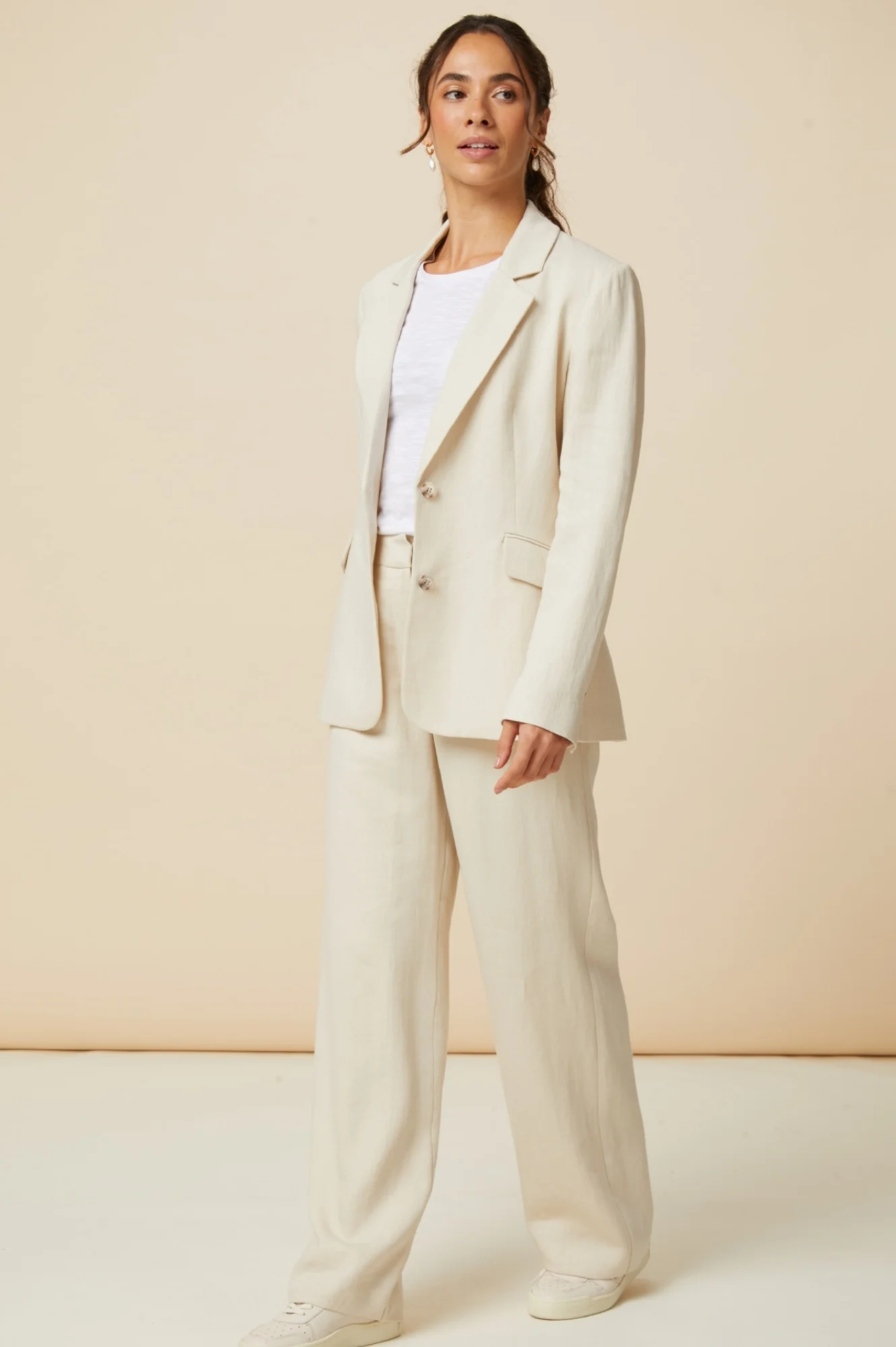 Linen Blend Blazer | Oatmeal