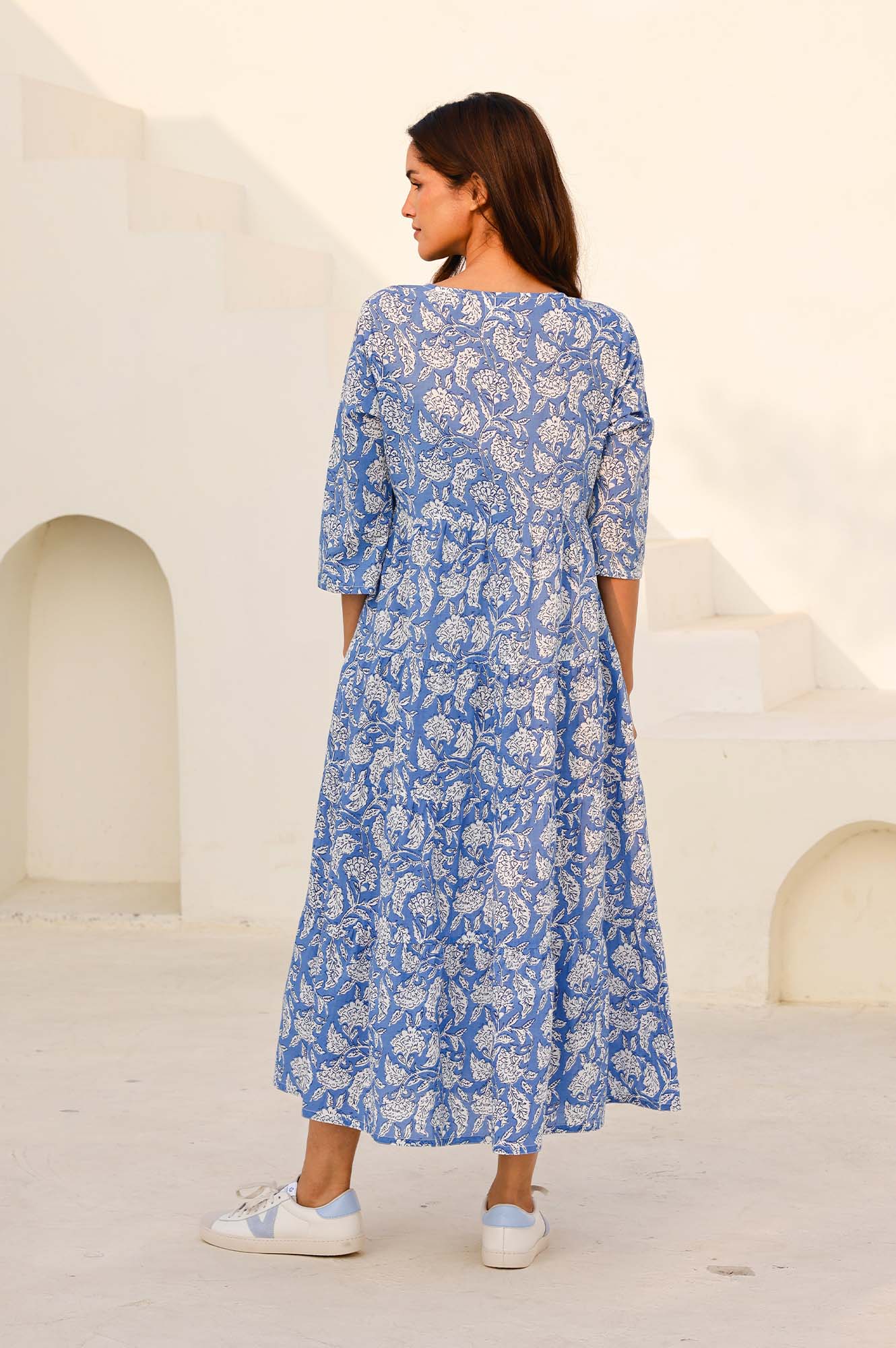 Emma Organic Cotton Dress | Blue/White