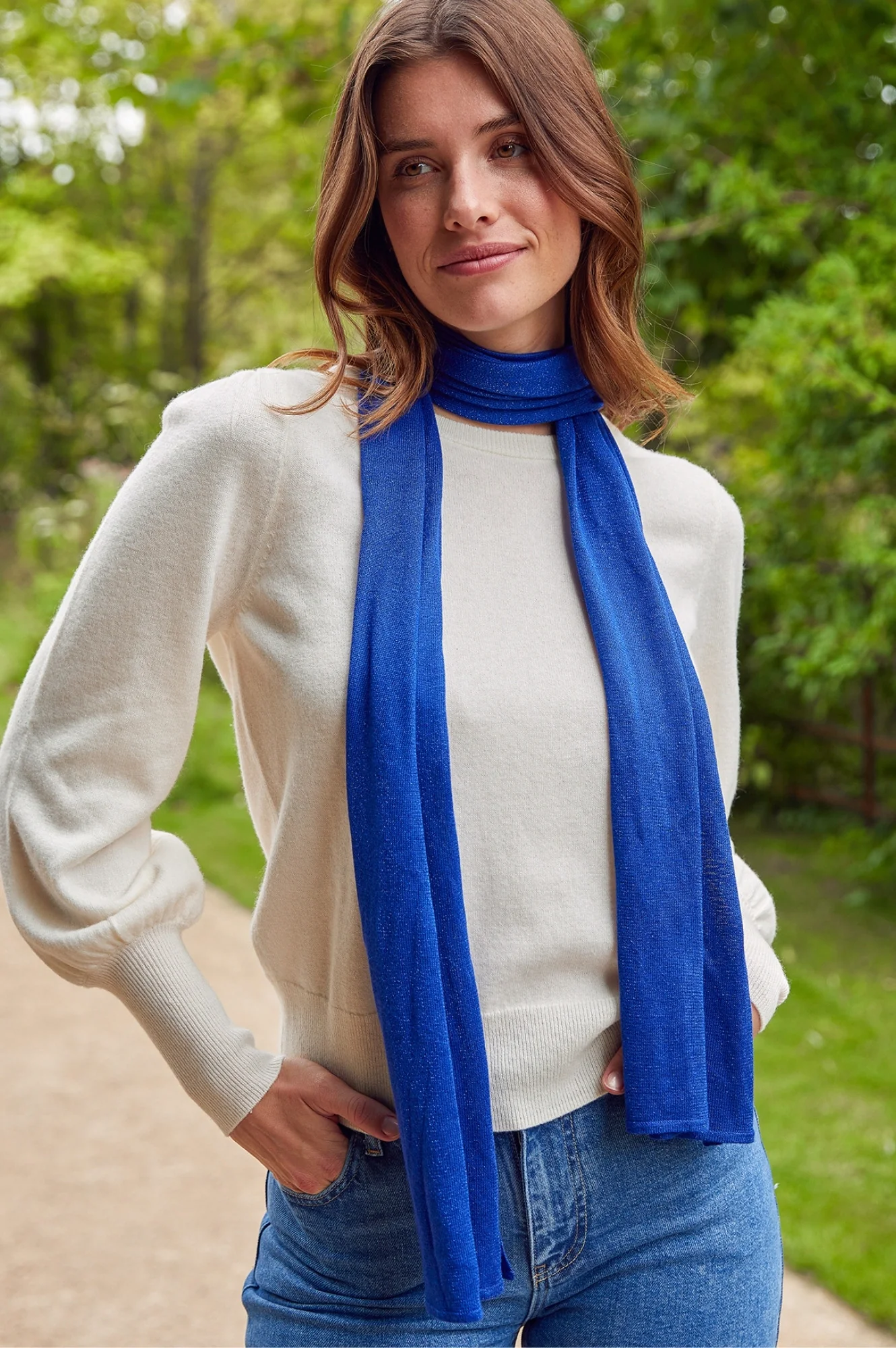 Lurex Scarf | Cobalt/Cobalt