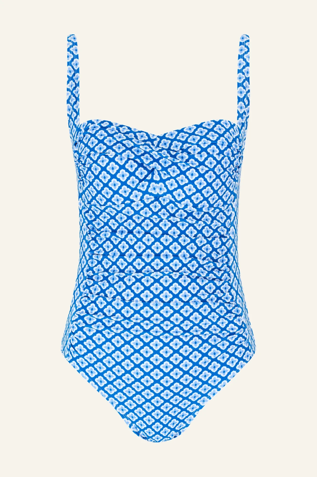 Recycled Ruched Swimsuit | Diamond Geo Blue