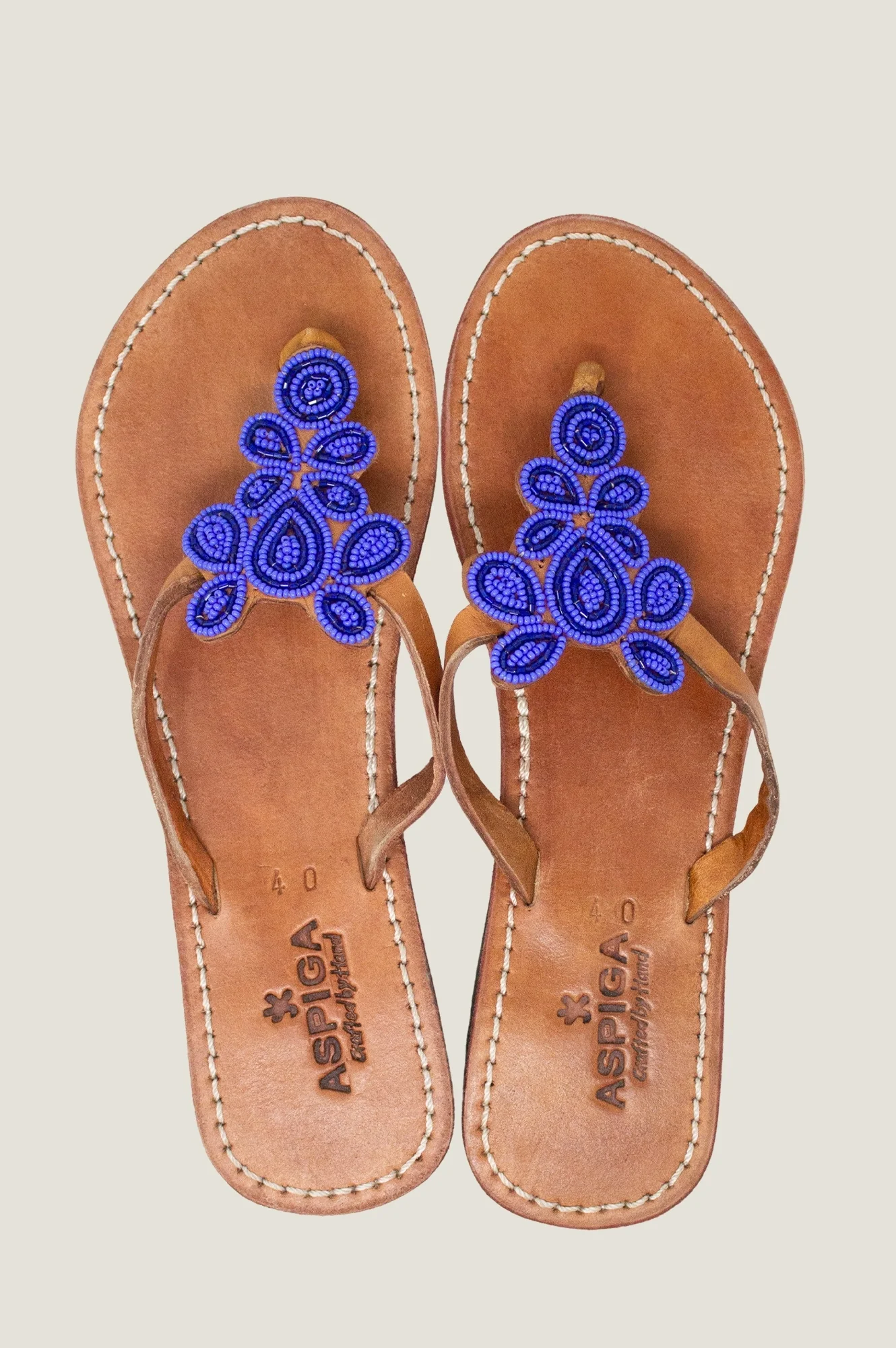 Mia Full Beaded Sandals | Navy/Cobalt