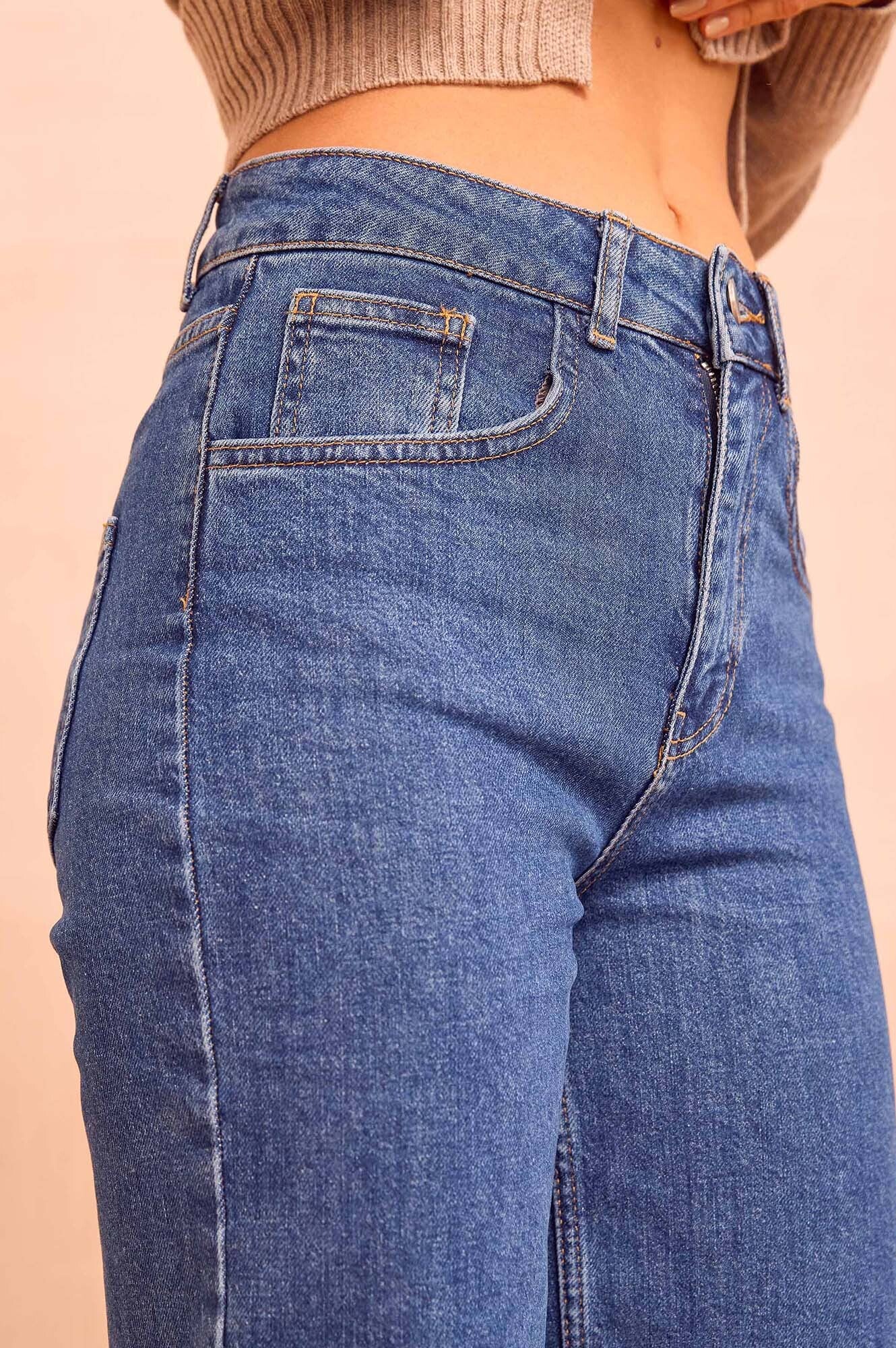 Denim Wide Leg Crop Jean | Mid Wash