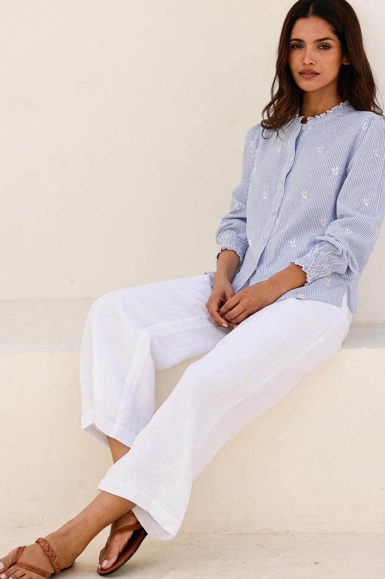 Cosima Organic Cotton Shirt | Blue/White