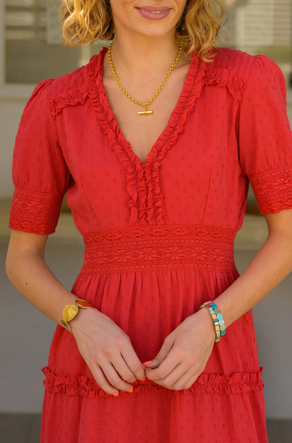 Viola Cotton Midi Dress | Hot Red