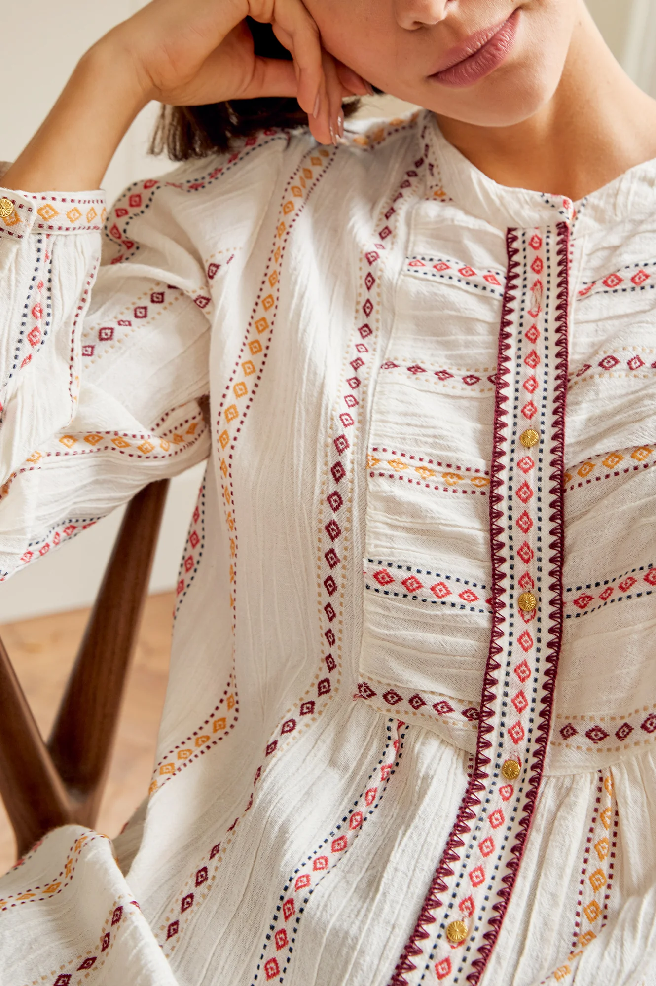 MOLIN Karena Embroidered Shirt | Cream