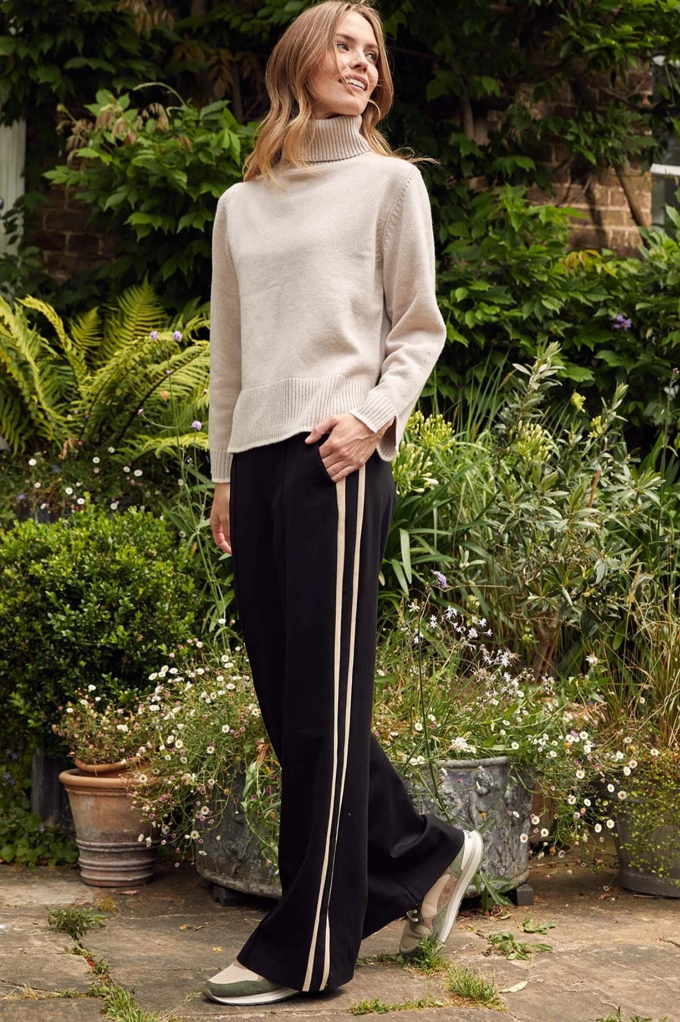 Ponte Trousers | Black/Taupe