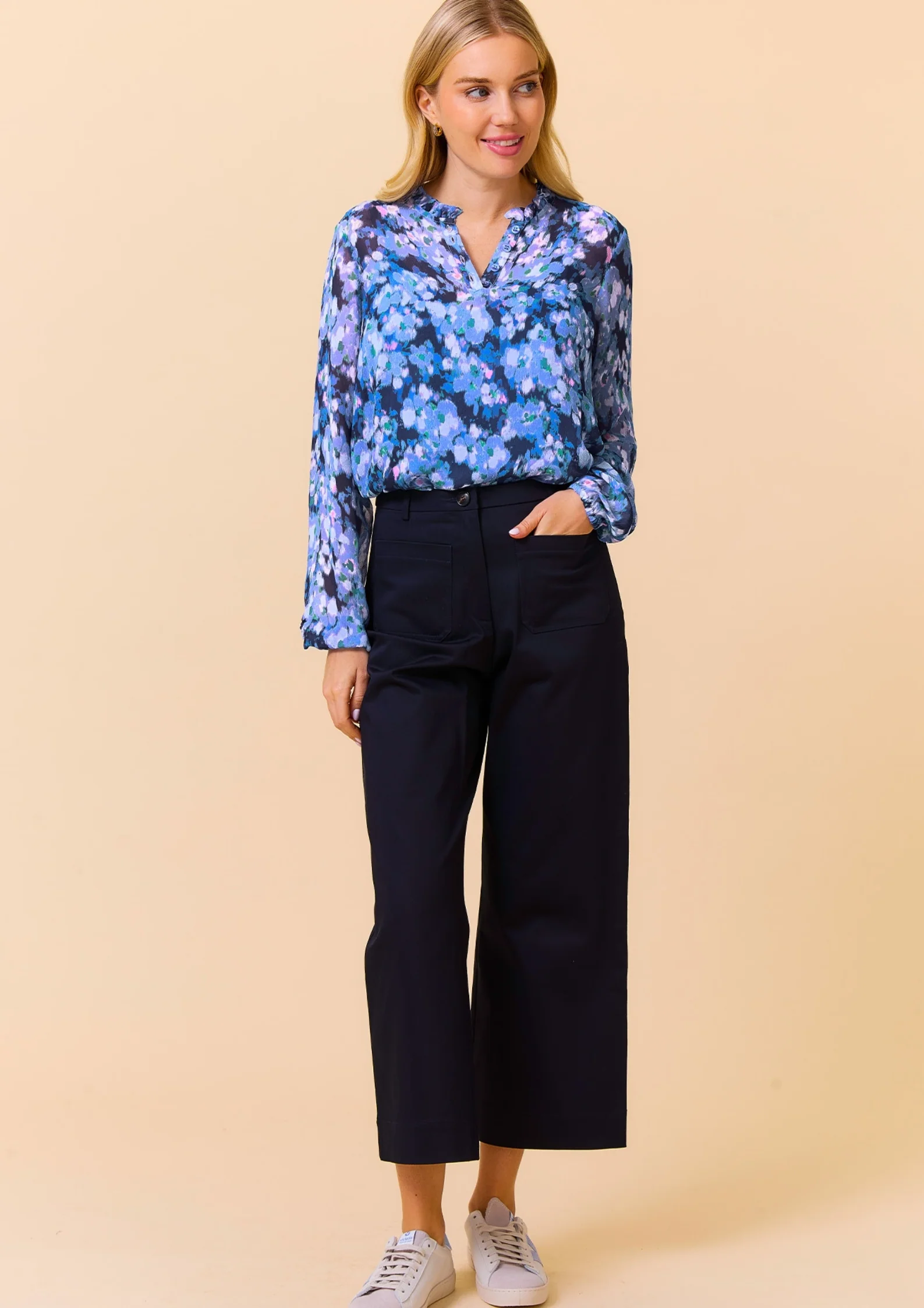 Noelle Blouse | Hazy Floral Blue/Pink