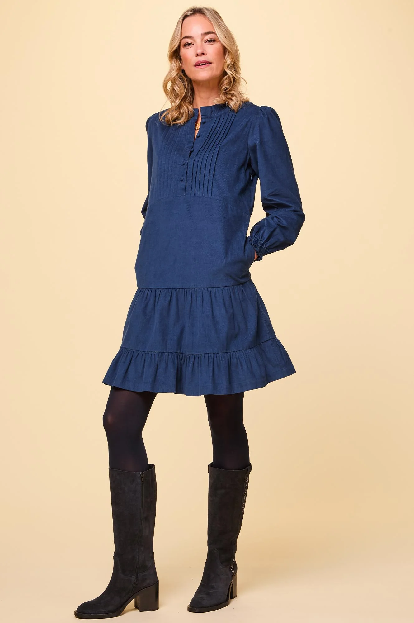 Stema Short Corduroy Dress | Navy