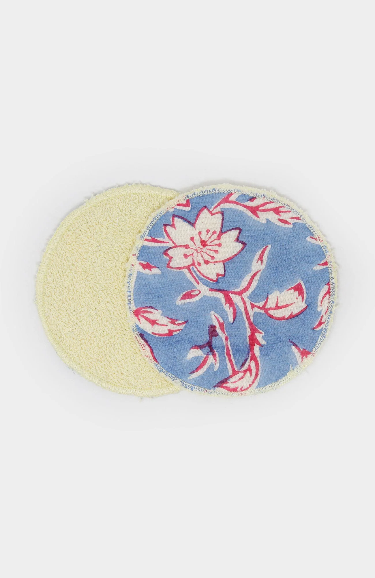 Block Print Face Pads | Japanese Flower Marina Blue